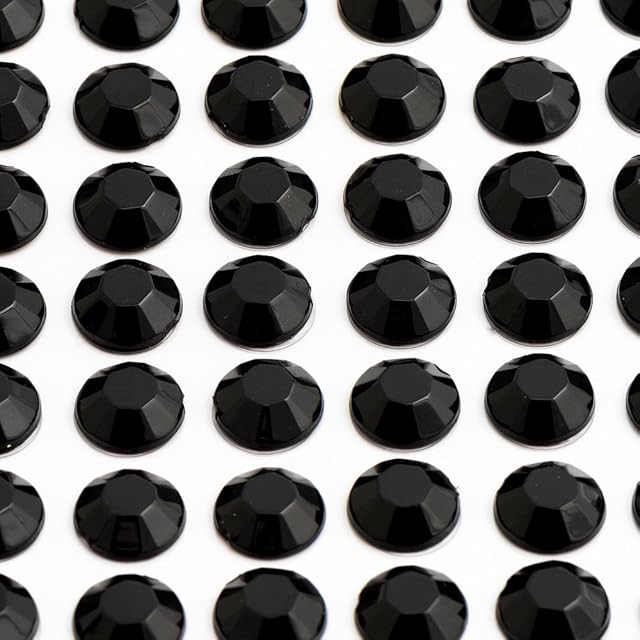 Italian Options - 8mm Black Diamante Rhinestone Gem Crystal Stickers (80 pcs)