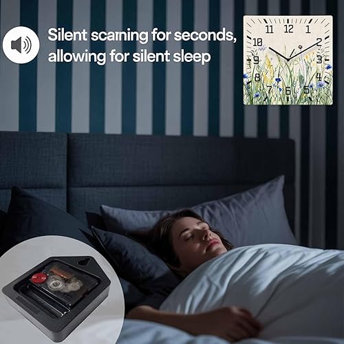 Miniatura 6 de Reloj de pared de madera con flores botánicas, silencioso, sin tictac, acuarela, flores, hierbas, granja, retro, cuadrado, funciona con pilas, reloj