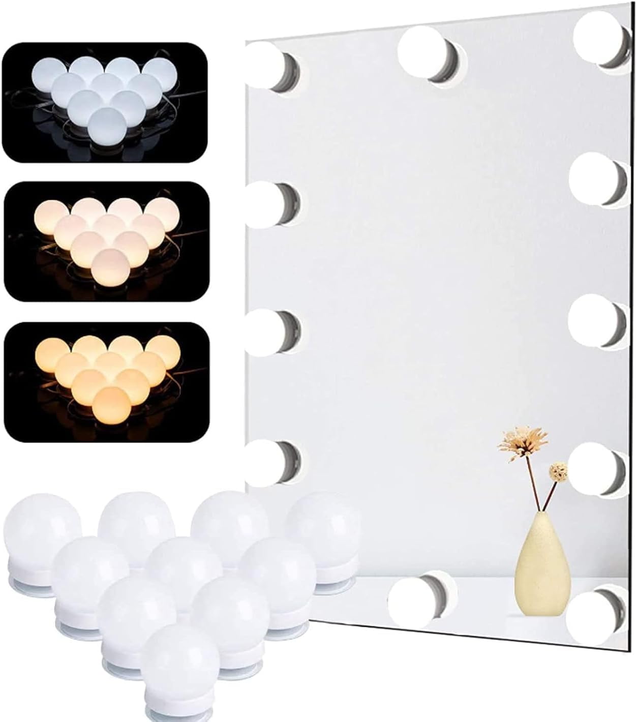 LED Vanity Mirror Lights for Dressing Table | Hollywood Style Makeup Mirror Light Strip with Dimmable Brightness | USB Powered Touch Control Bathroom Mirror Light
