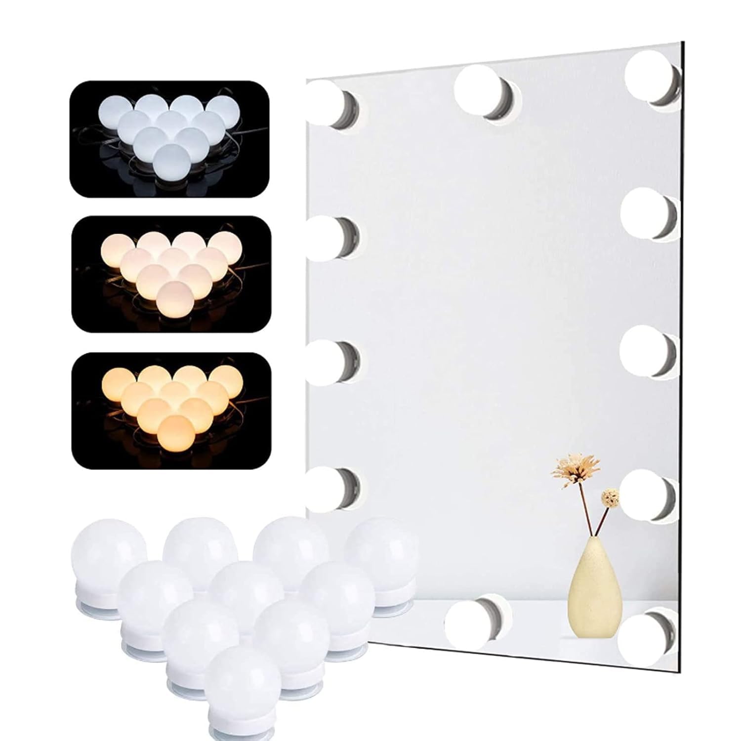 LED Vanity Mirror Lights for Dressing Table | Hollywood Style Makeup Mirror Light Strip with Dimmable Brightness | USB Powered Touch Control Bathroom Mirror Light