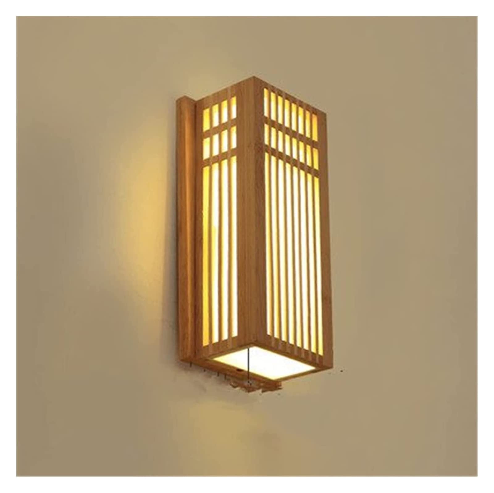 ZTCHSENZT Wall Lamp Japanese Tatami Style Rectangle Wooden LED Warm White Bedside Restaurant Bar,Wall Sconces,C