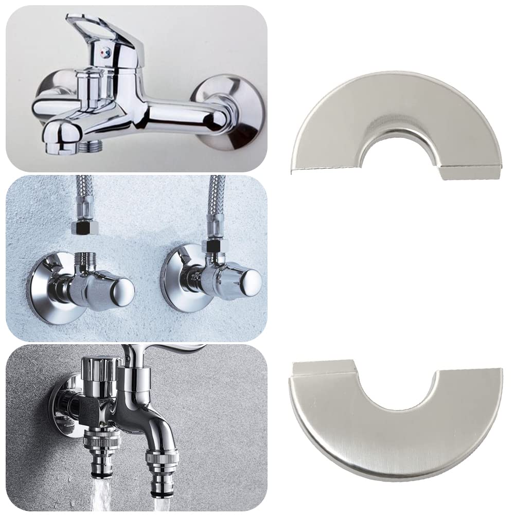 Rosetta per Termosifone, Coperchio del Rubinetto, Rosette per Termosifoni, Acciaio Inox Valvola, in Collare Argento 25mm Foro, 4PCS