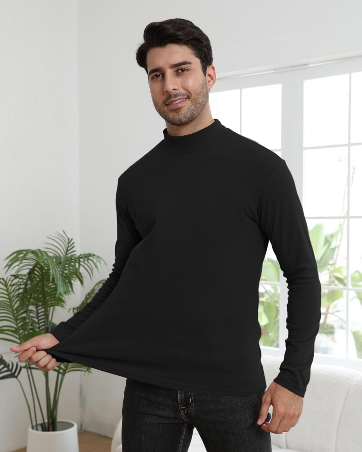 Men's Mock Turtleneck Shirt Long Sleeve Slim Fit Thermal Undershirt Stretch Base Layer - Image 5