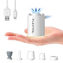 FLEXTAILGEAR MINI PUMP PRO, Pompa ad Aria Elettrica Portatile, Lampada Campeggio, Potente Flusso Aria 180 L, min, Luce da Campeggio 3 Luminosità, per Letto ad Aria, Salvagente, Sacchetti Sottovuoto