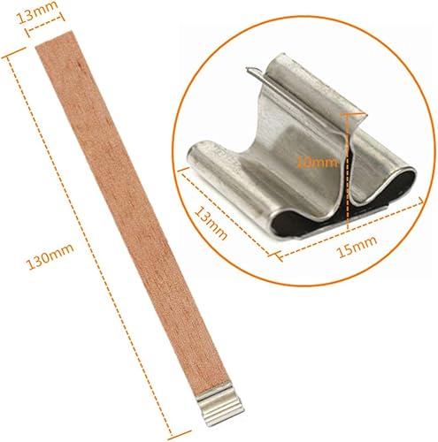 Miniatura 2 de 50 mechas de vela de madera y herramienta de centrado de velas, mechas de velas con soporte de hierro, sin humo, núcleos de velas naturales