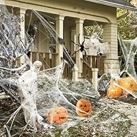 AMLOOPH Cobwebs Halloween Decorations Spider Web, 40 Fake Plastic Spiders + 120g Spider Web Halloween Decorations Outdoor Indoor, Stretchable Halloween Cobwebs Decorations For Party Cover Up To 550sft