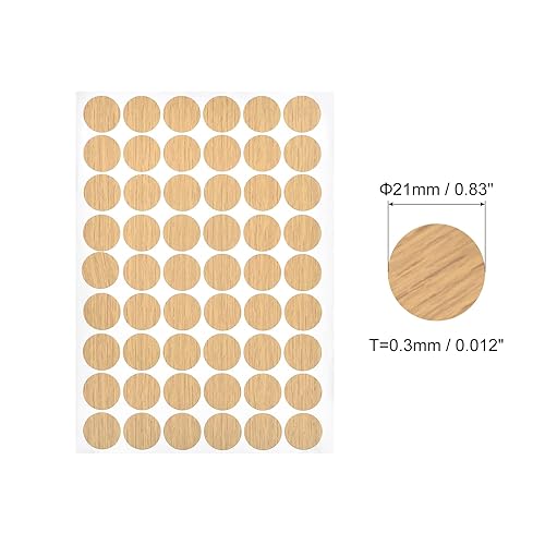 Miniatura 2 de uxcell Adhesivos de cubierta de agujero de tornillo, 0.827 in de diámetro de PVC autoadhesivas, tapas para muebles de madera, gabinete, estantería,