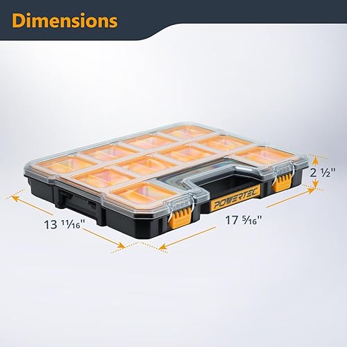 Miniatura 2 de POWERTEC Organizador de piezas pequeñas y caja de herramientas, 20 compartimentos, protección IP65 contra el agua y el polvo, almacenamiento