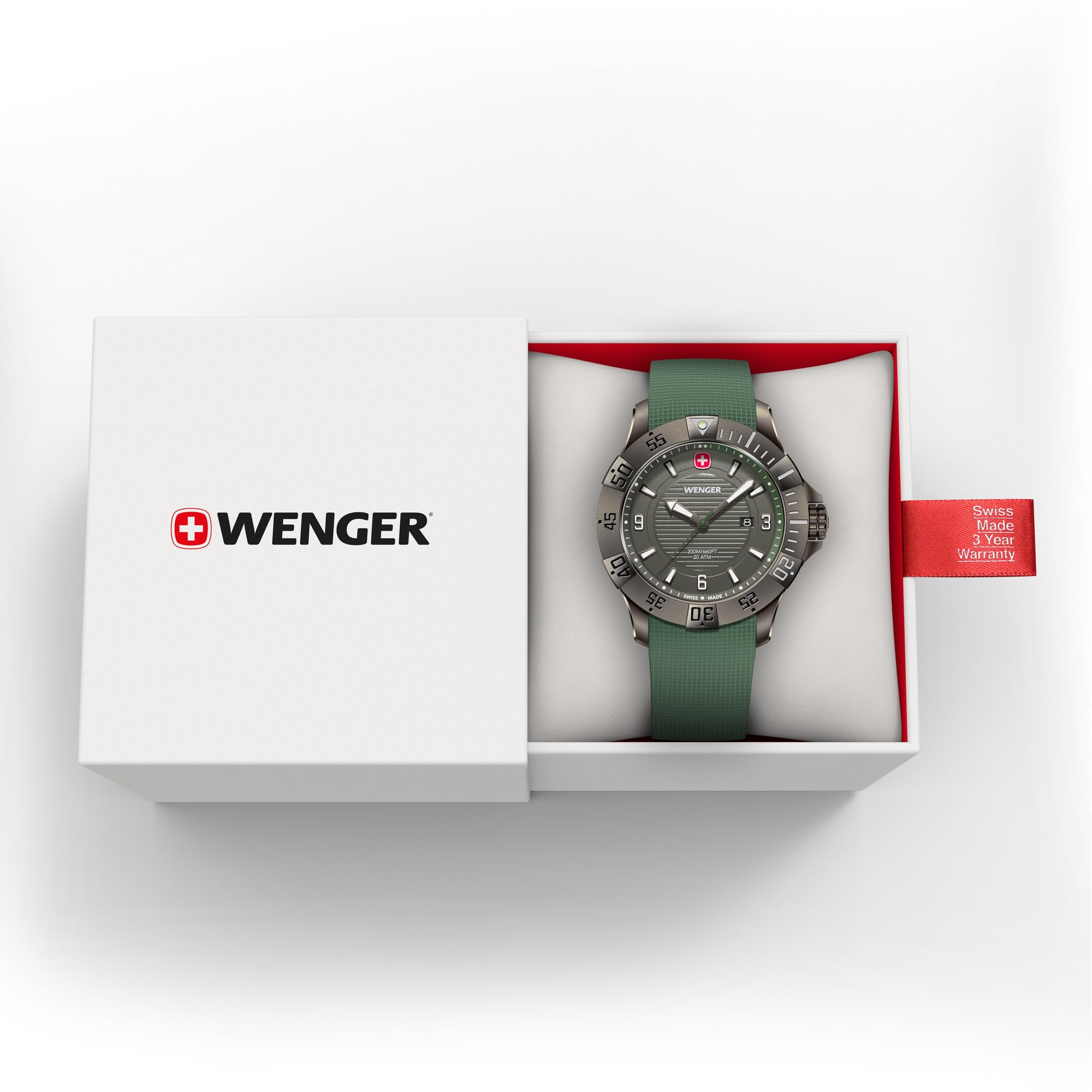 WENGER Herren Armbanduhr Seaforce, Ø 43 mm, Swiss Made, Analog Quarz, Wasserdicht bis 200 m
