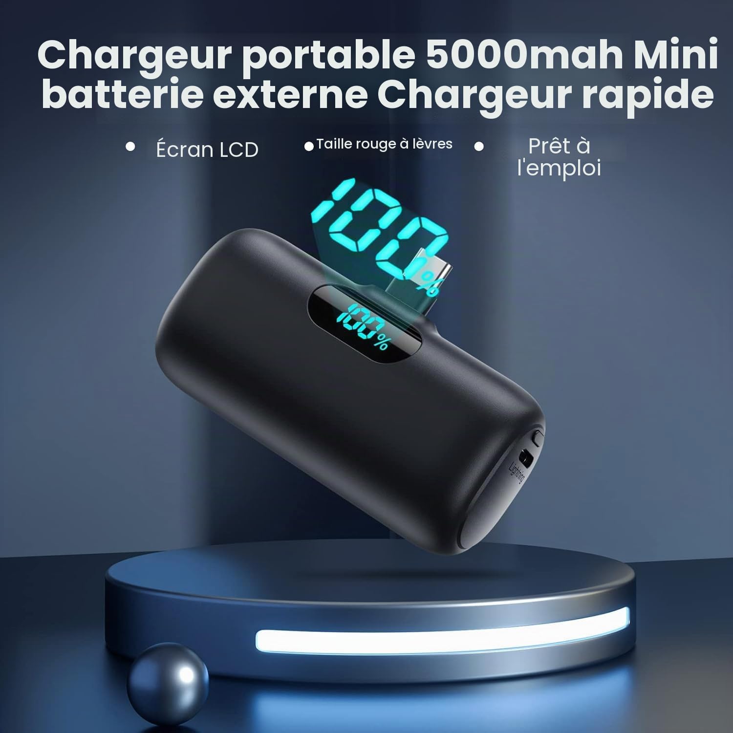 [2-Pack] Batterie Externe USB C pour iPhone 17/16 Series, 5000mAh Mini Power Bank 15W PD 3.0A Charge Rapide Chargeur Ultra Compact et Léger Portable avec Écran LED pour iPhone 17/16/15, Samsung