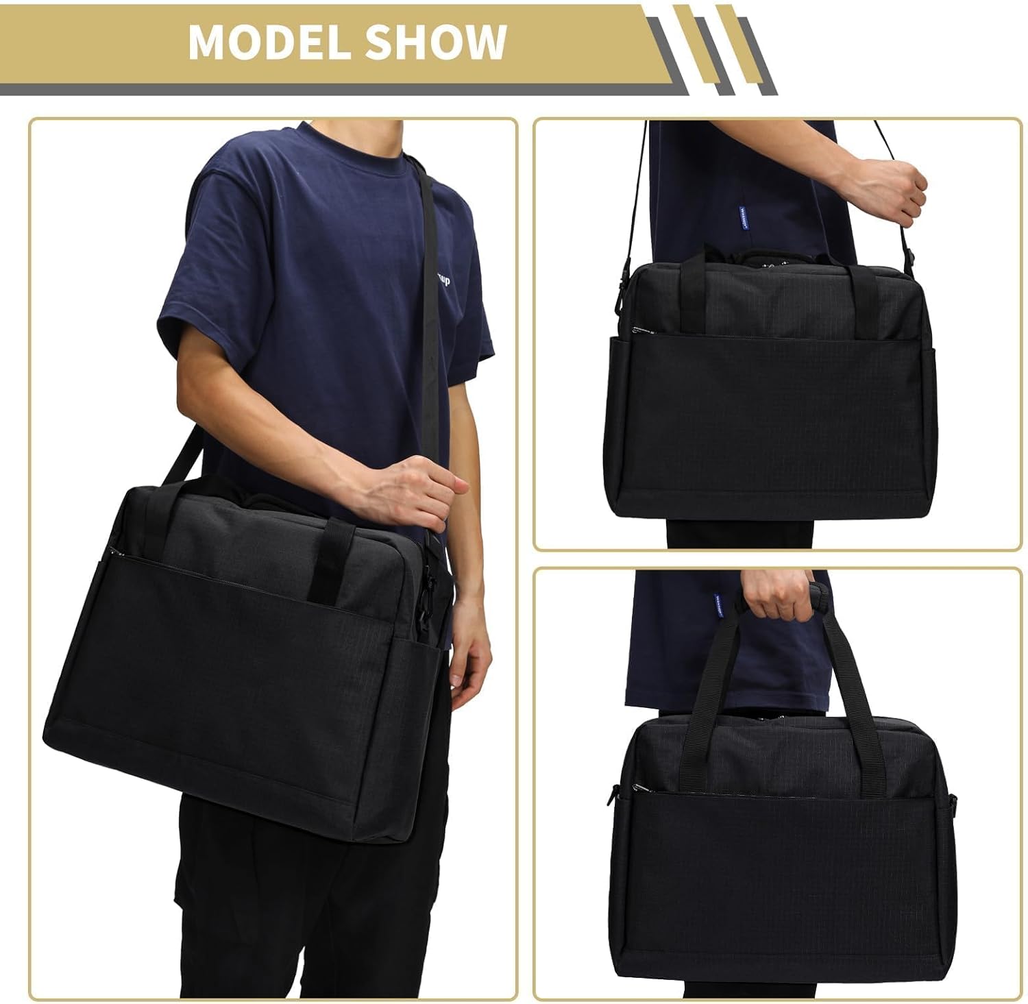 Carry on Duffle Bag for Travel - 16x7x12.5 Airline Approved Personal Item Travel Bag with Shoulder Strap for Men and Women (Black) - Image 7