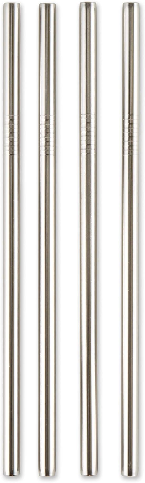 RSVP International Reusable Straw Set Dishwasher Safe, 8.5 Inch, 4 Piece, Stainless Steel Straight