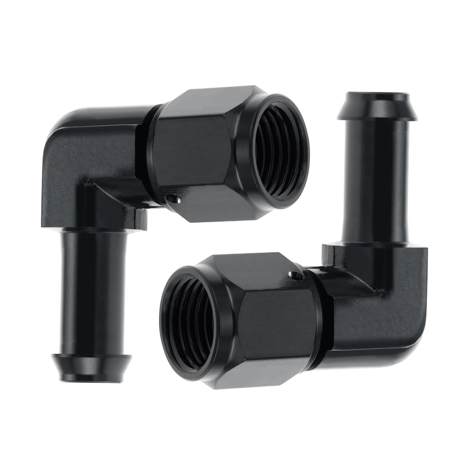 2Pcs for Auto Car Aluminum Alloy AN6 Female Thread to 3/8" Barb Hose Fitting 90 Degree Swivel Inverted Oil Pipe Joint