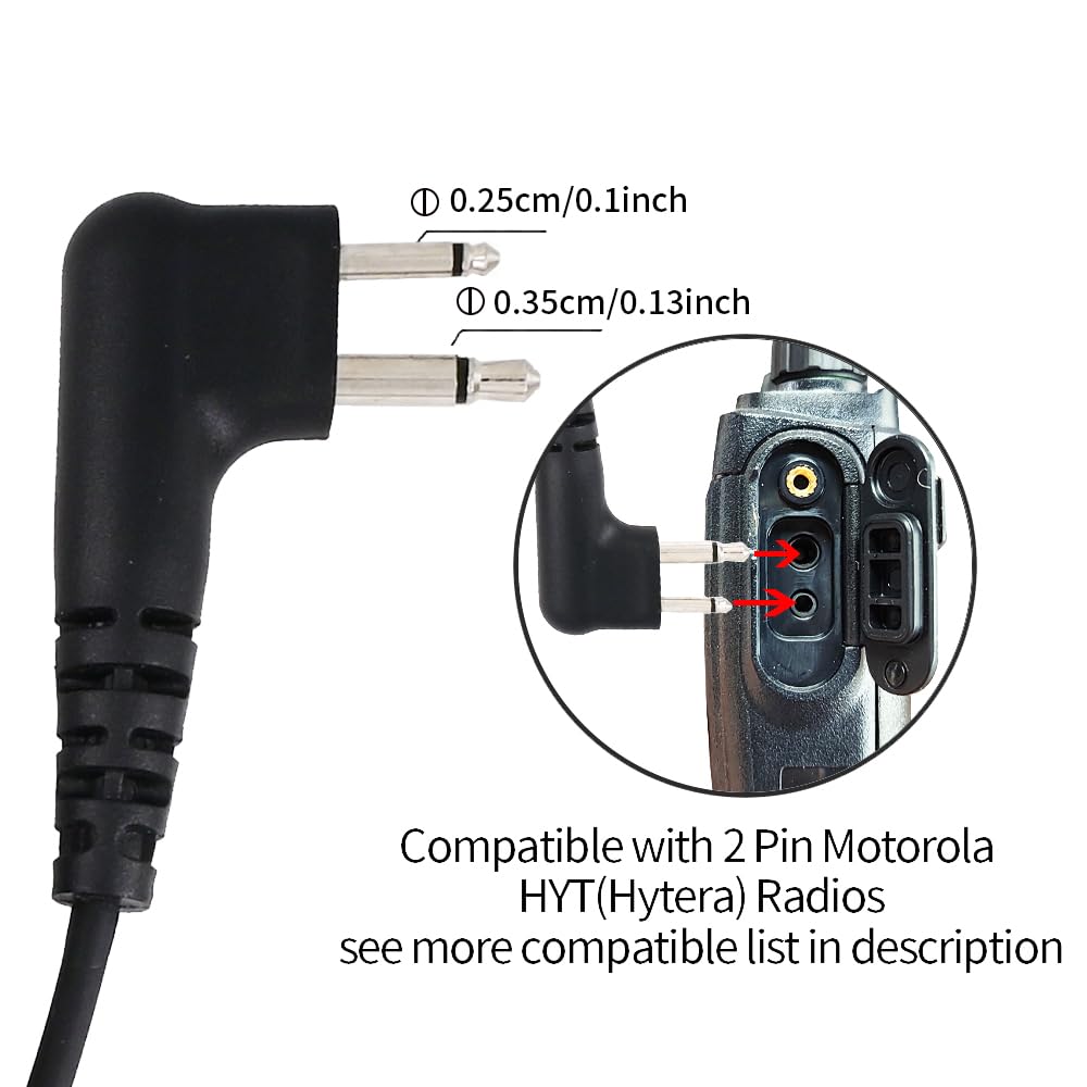 ETMY Halsmikrofon, taktisches Headset, Halsmikrofon, M-Anschluss, kompatibel mit Motorola 2-poligen Radios, Luftschlauch-Ohrhörer für klares Audio im Freien, Bau, Sicherheit