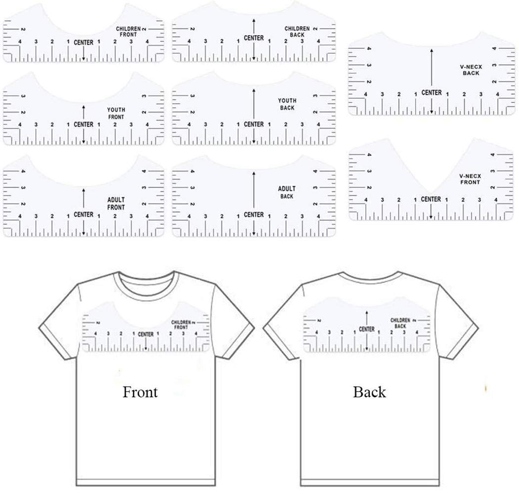 Newartsky T-Shirt Ruler Guide, Improve Thicken 8 Pack T-Shirt Alignment Guide Ruler