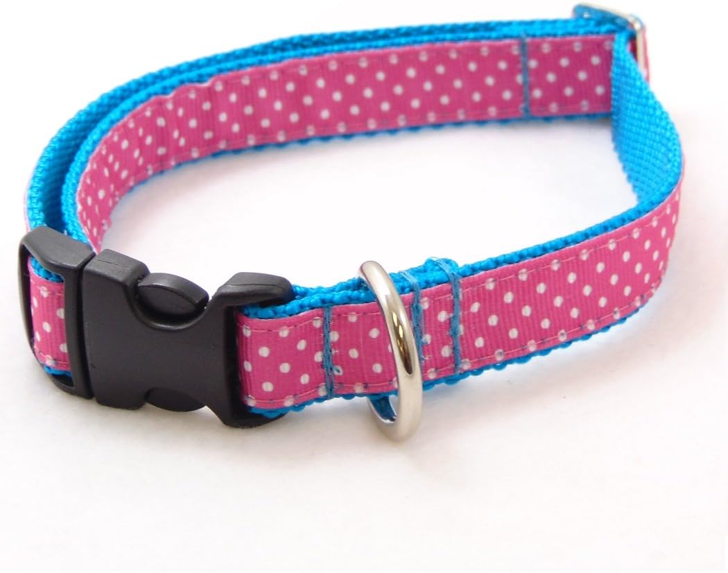 Seaside Pink Polka Dot Dog Collar (MD-3/4 x12-20")