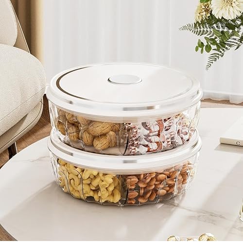 Vassoio da Portata Diviso con Coperchio, 5 Scomparti Rimovibili per Feste, Contenitore Portatile in Plastica per Alimenti, Vassoi per Snack, Vassoio Trasparente Riutilizzabile per Antipasti (2 Pacco)