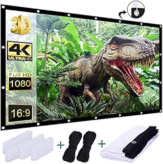 Outdoor Projection Screen 150 inch, Washable 4K Projector Screen 16:9 HD Foldable Anti-Crease Portable Projector Movies Screen for Home Theater Outdoor Indoor Support Double Sided Projection…