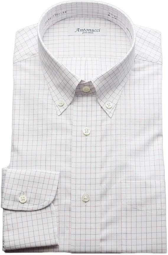 Amazon Co Jp アントヌーチ ワイシャツ メンズ 長袖 スリム 綿100 チェック ボタンダウン マルチカラー 1902 B4 服 ファッション小物