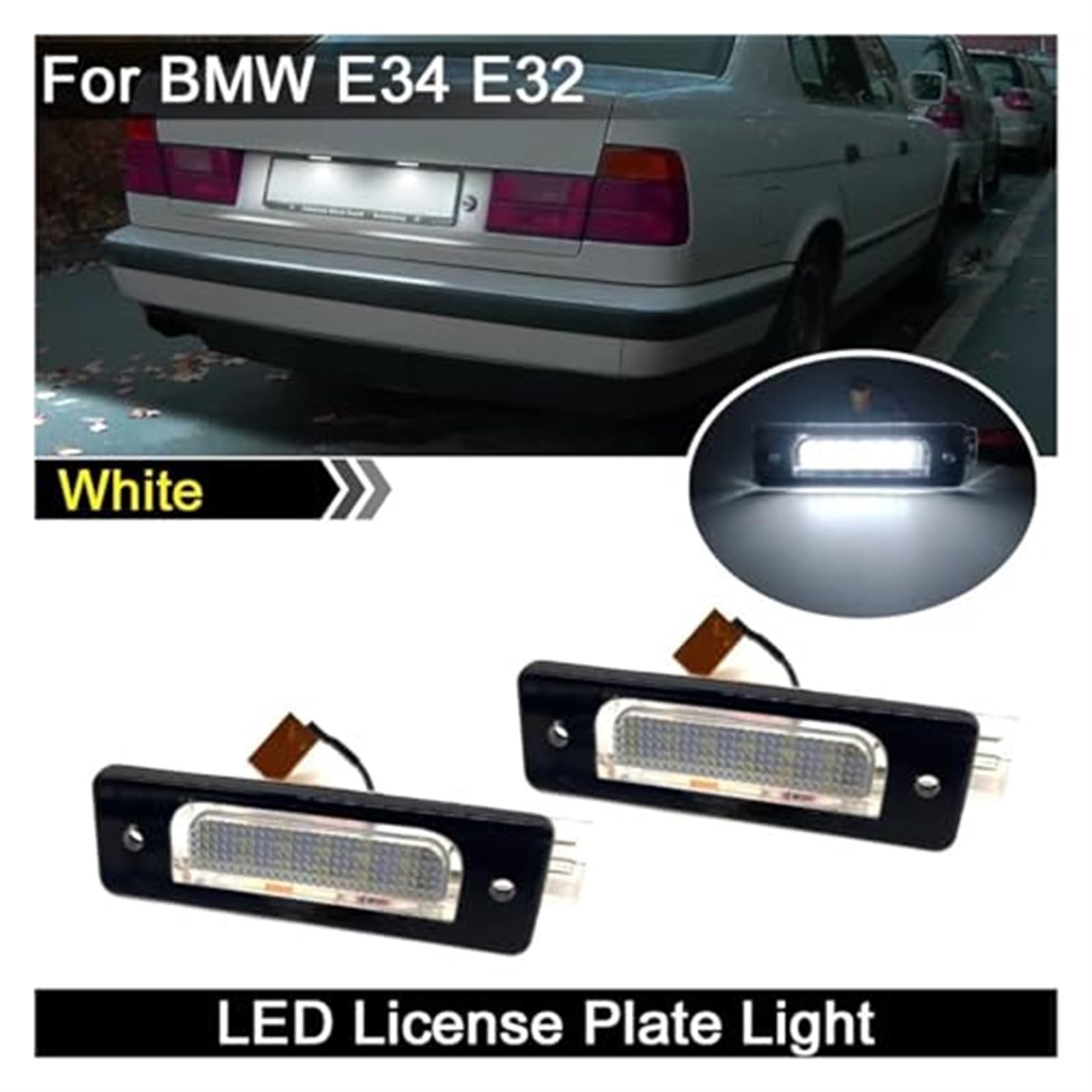 Lampe de Plaque d'immatriculation Blanche, for BMW, série 5 E34 518i 520i 525i série 7 E32 730i 740i 750i Éclairage de Plaque d'immatriculation de Voiture