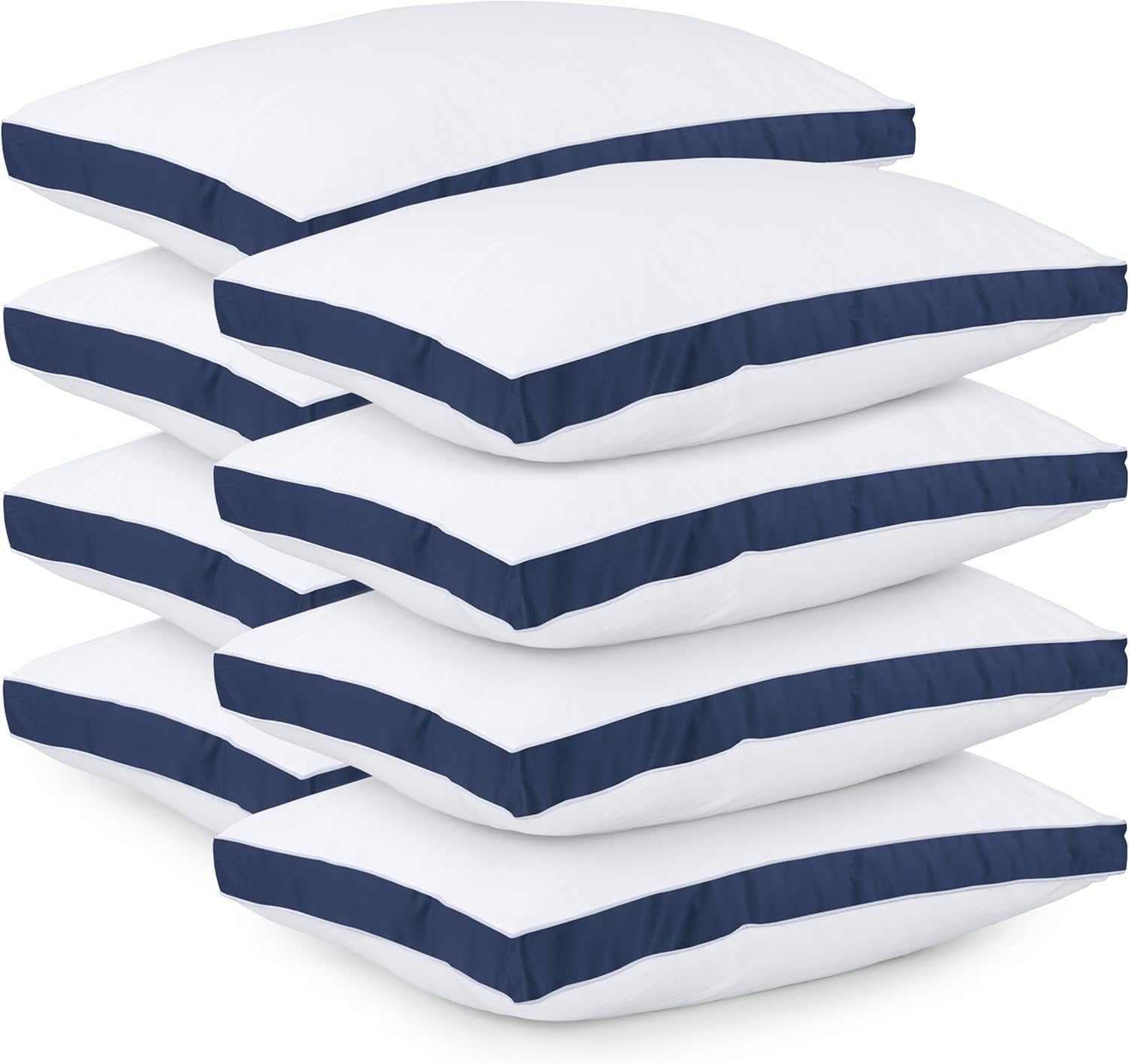 Utopia Bedding Pillows 8 Pack Queen Size, (Navy) Hotel Quality Pillows, Brushed Fabric, Bed Pillow for Back, Stomach or Side Sleepers - 18 x 26 inch / 45 x 66 cm — image 1