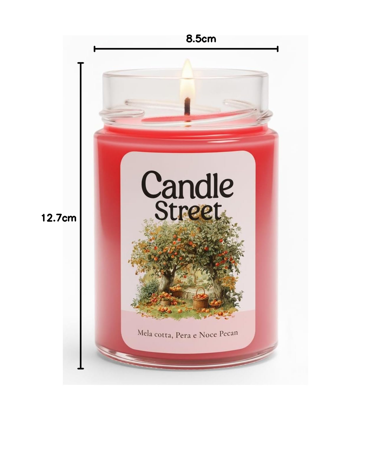 Candle Street | Herbstfrucht - Herbst Postcards | Duftende Herbstkerze | Gekochter Apfel, Birne und Pekannuss | Lange Brenndauer | Natürliches Sojawachs | Handgefertigt in Italien (Mega)