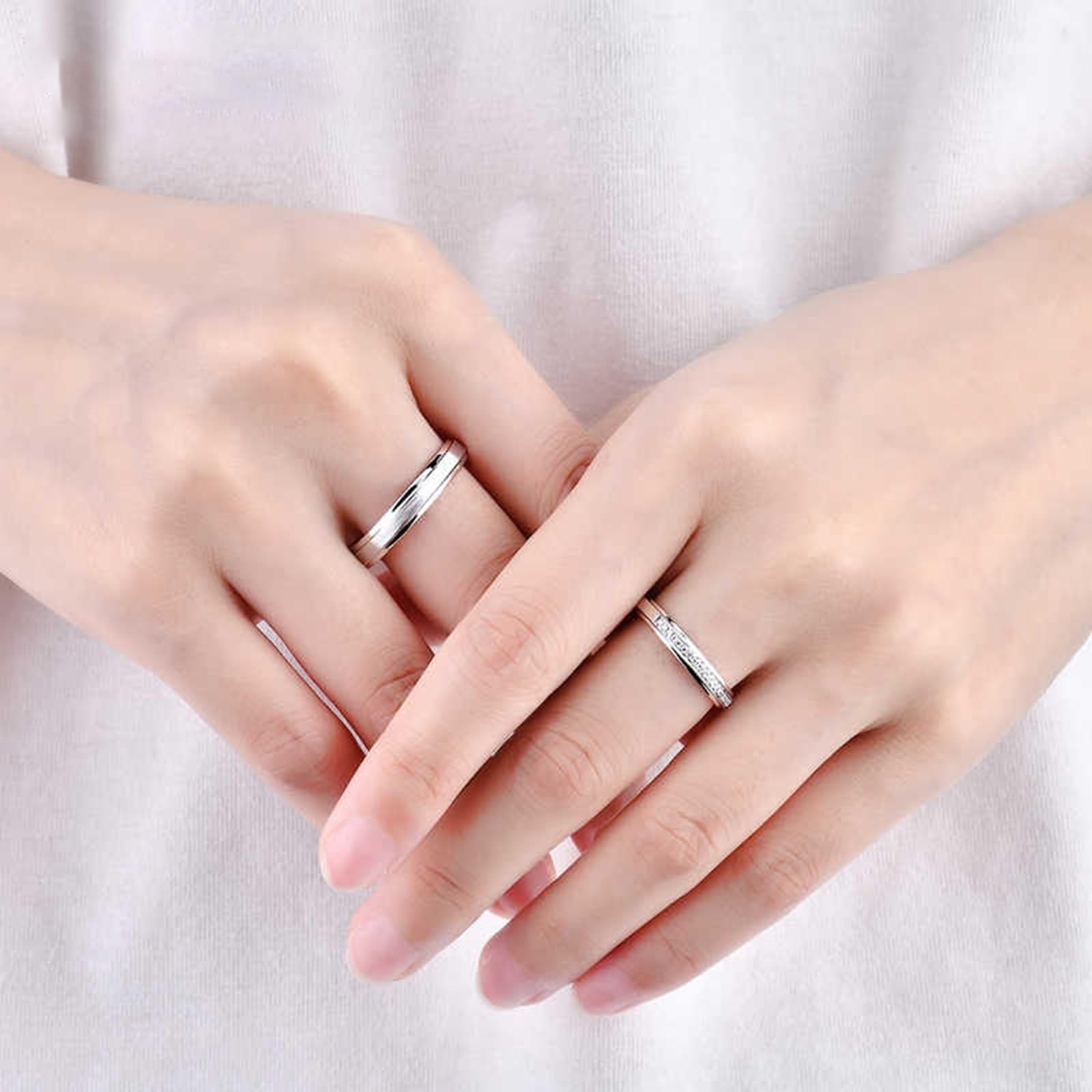 Wycian Anello da donna in argento con diamanti per donna, in oro bianco e PT950 con diamante da 0,1 CT misura 58 (18,5) massiccio, non placcato, popolare per i gioielli di Capodanno