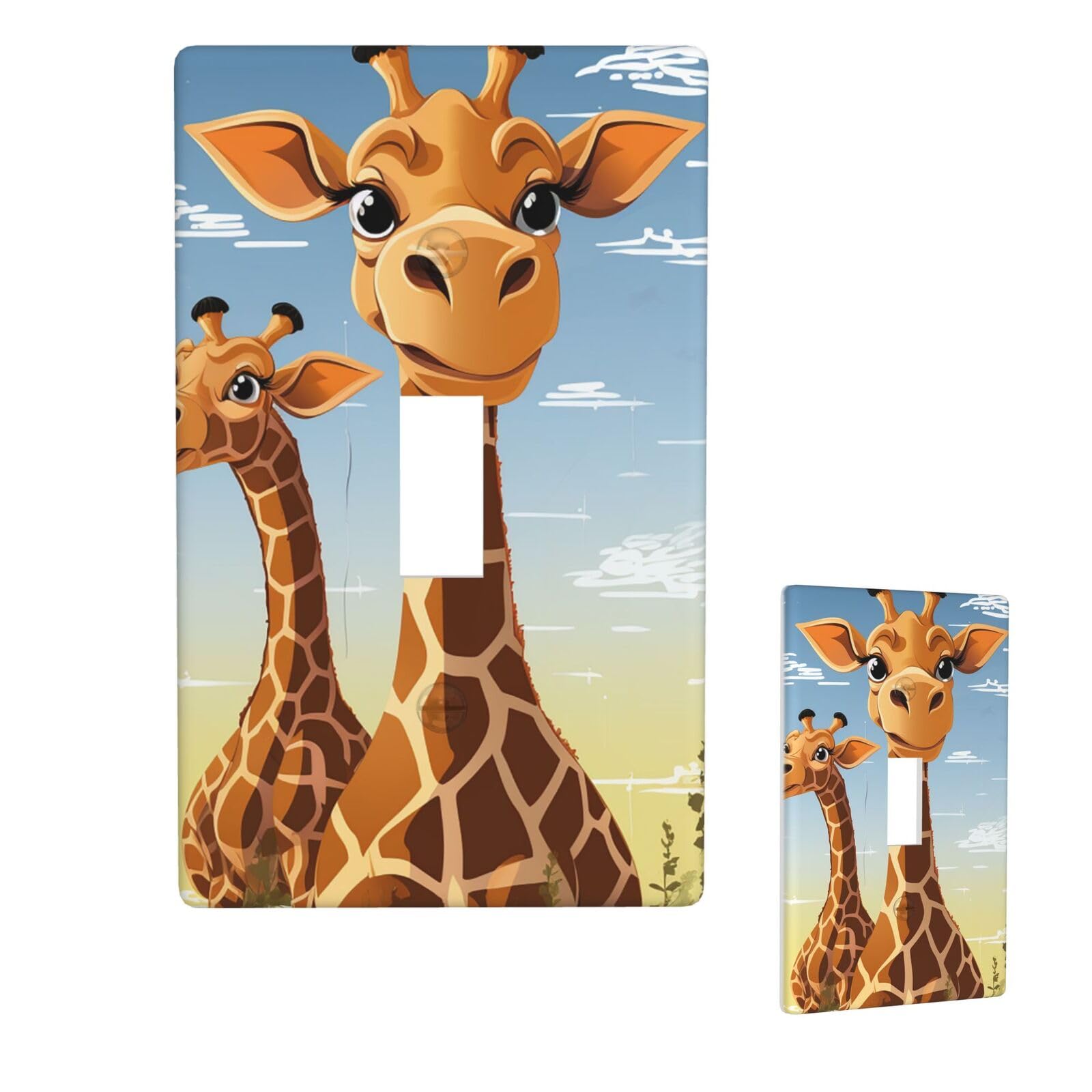 1 Gang Single Toggle Wall Plates, Unbreakable Decorative Light Switch Plate Covers Giraffe Electrical Switchplate Cover Faceplate For Bathroom Kitchen Decor