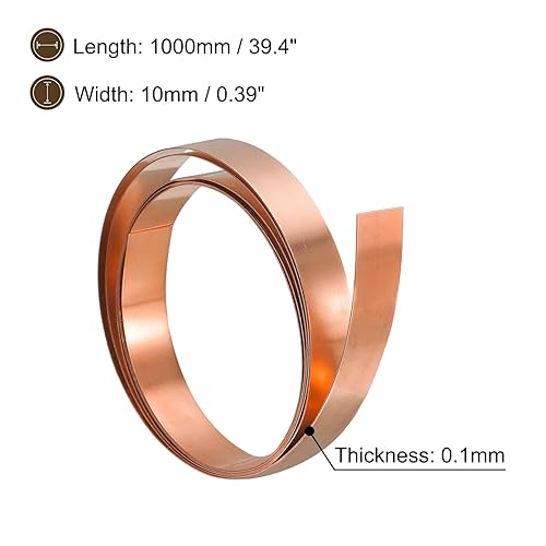Miniatura 2 de Uxcell Hoja fina de cobre del rollo de la hoja, 3pcs 0.004x0.394x39.370 in rollo de hoja de cobre puro para manualidades, reparaciones eléctricas,