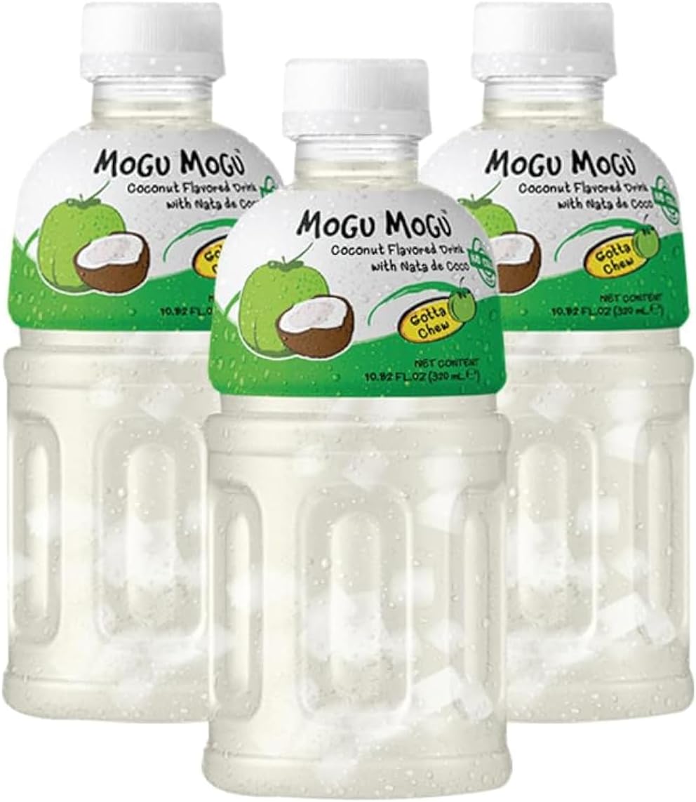 Mogu Mogu Coconut Juice with 25% NATA De Coco (coconut jelly) | Energy Booster | Full of Fruit Fibres | No Added Preservatives and Colours |Juice Bottles Made for Adults and Kids-320ml - (Pack of 3).