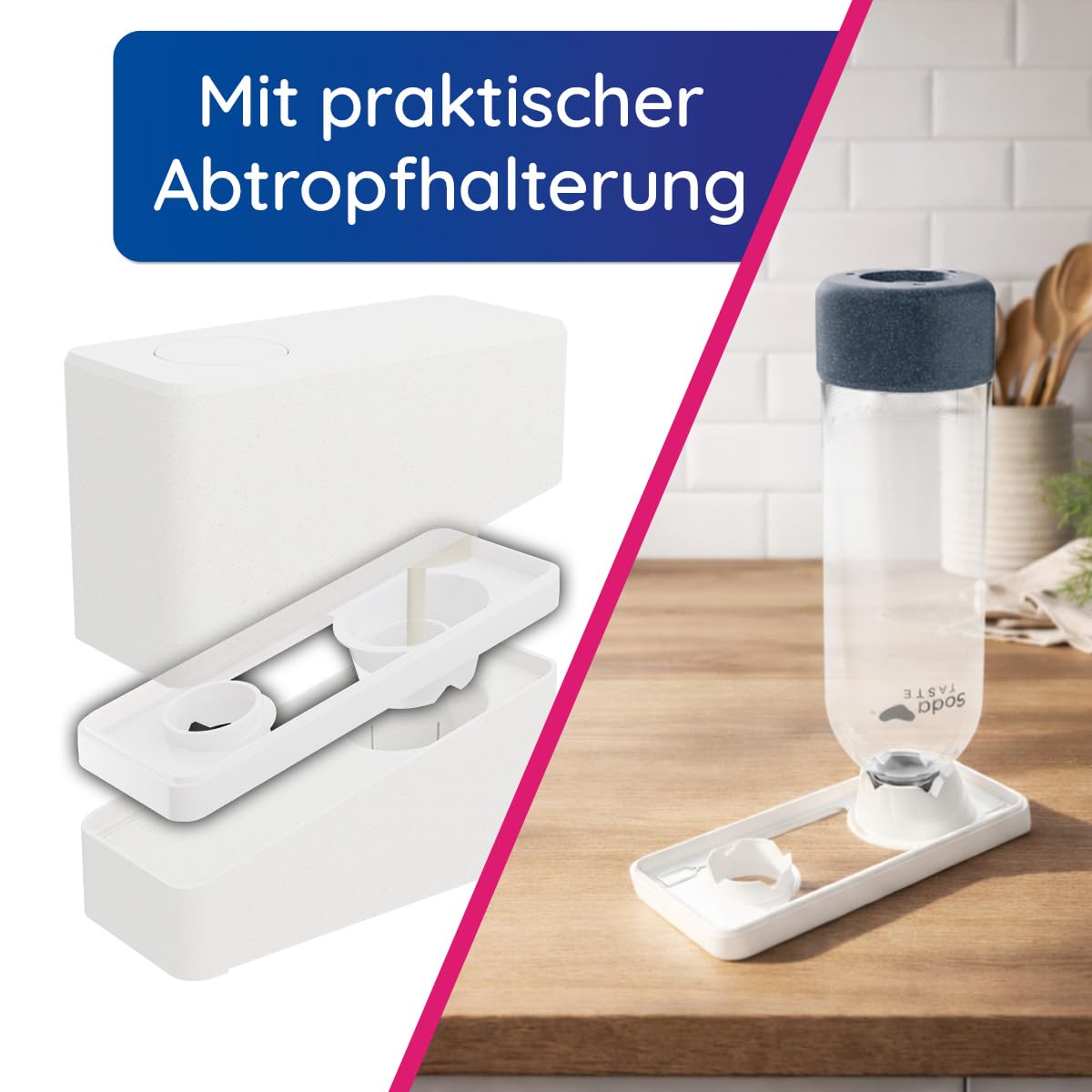 UNO Wassersprudler – modular & ohne Strom | kompatibel mit allen CO₂-Zylindern mit Standard-Schraubgewinde | Set inkl. 1L-Wasserflasche & CO₂-Zylinder (Classic) & Flaschentrockner (Schwarz)
