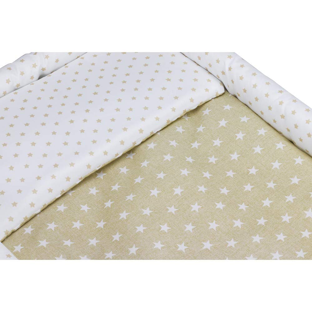 Interbaby Culla Neonato Legno con Ruote e Materasso Completa (Star Beige) | Navicella prodotta in Spagna, completa con materasso, biancheria, piumino e cuscino in microfibra, ruote con freno