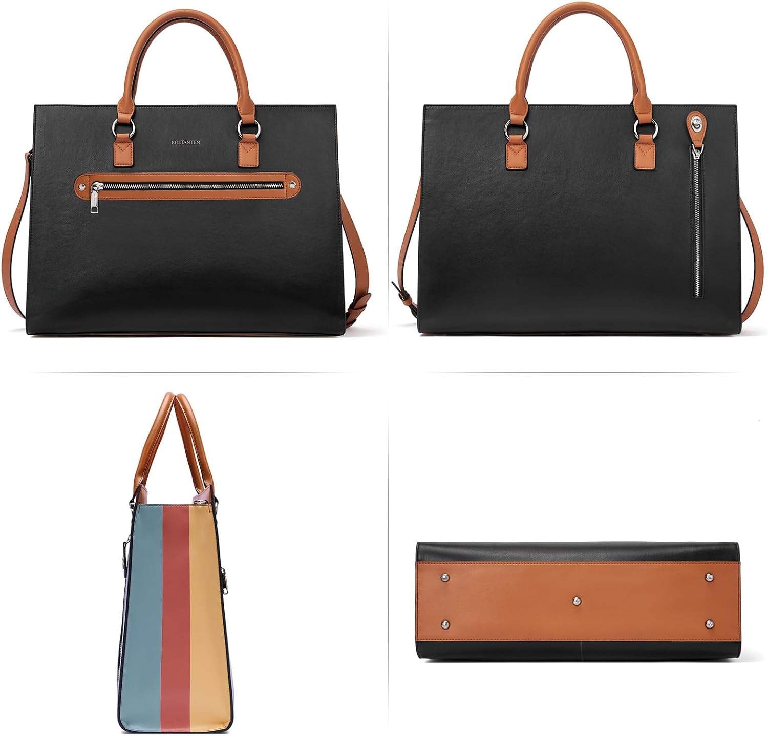 BOSTANTEN Leather Laptop Briefcase for Women Shoulder Bag 15.6 Inch Business Computer Work Tote - Image 6