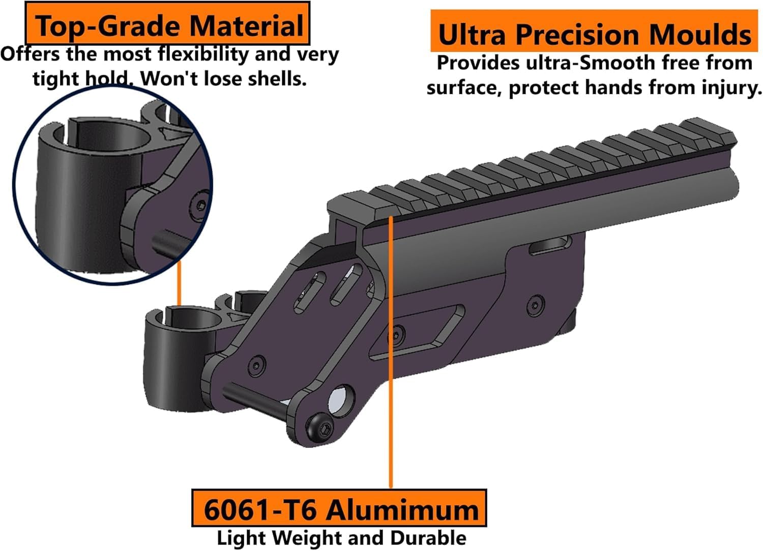 Gotical Side Saddle Shell Holder, 6-PC 12- GA, Universal Short - Long - Extended Pump Action, for Mossberg/Maverick 88 Series