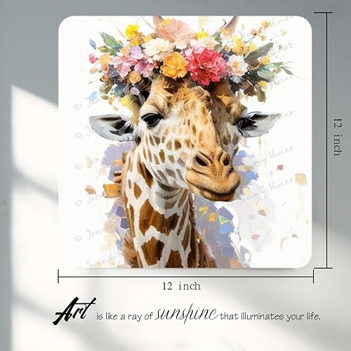 Miniatura 3 de Zomyto Cartel creativo de jirafa de dibujos animados, diseño de jirafa floral, bonito póster de jirafa, impermeable, decoración de pared decorativa