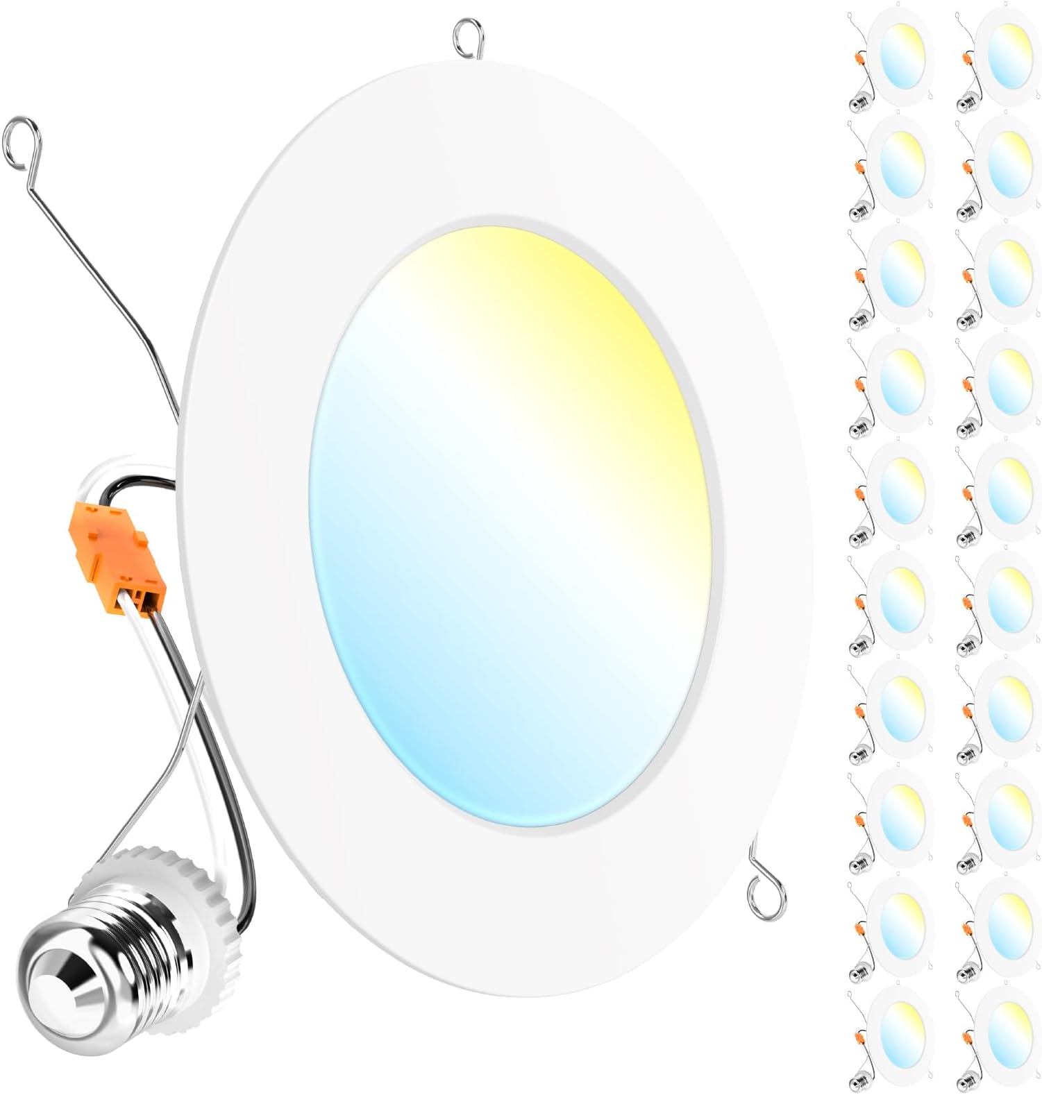 Sunco 20 Pack Retrofit LED Recessed Lighting 6 Inch, Can Lights for Ceiling, 1200 LM, 15W, Selectable CCT 2700K/3000K/4000K/5000K/6000K, Dimmable, Ultra Thin Flat Light Fixture UL