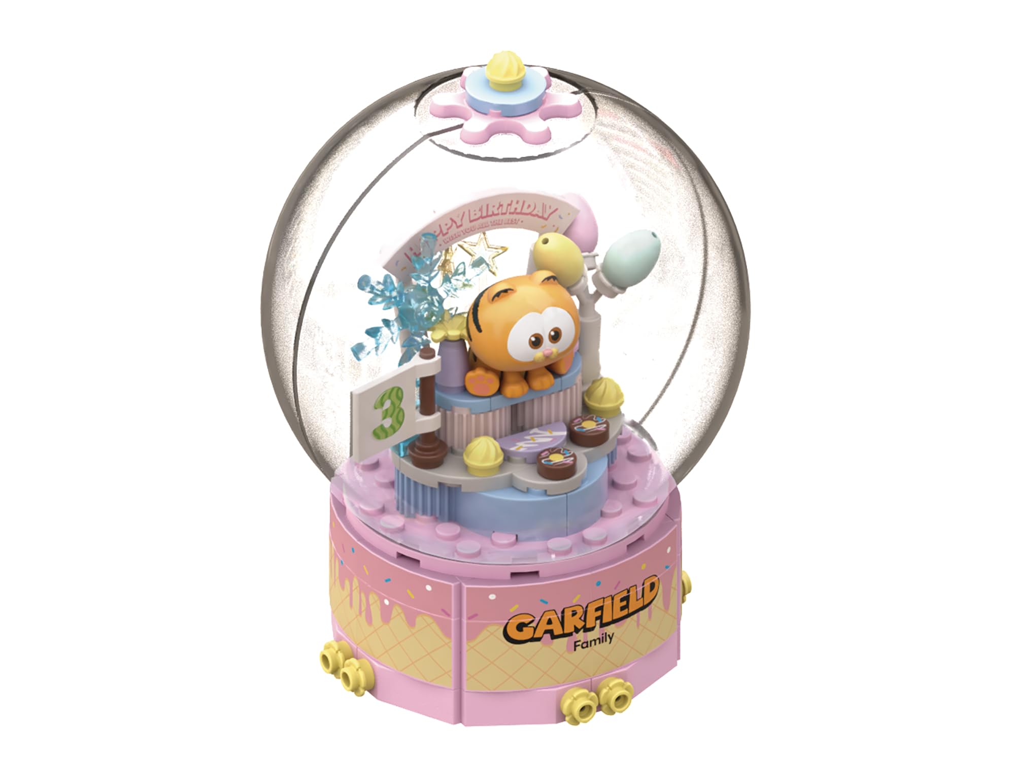 Pantasy Garfield Crystal Ball Series: Birthday Cake 115-Piece Building Block Toy