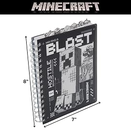 Minecraft Tab Journal Notebook for Kids, Spiral Bound, 144 Lined Pages, 8 x 7 inches
