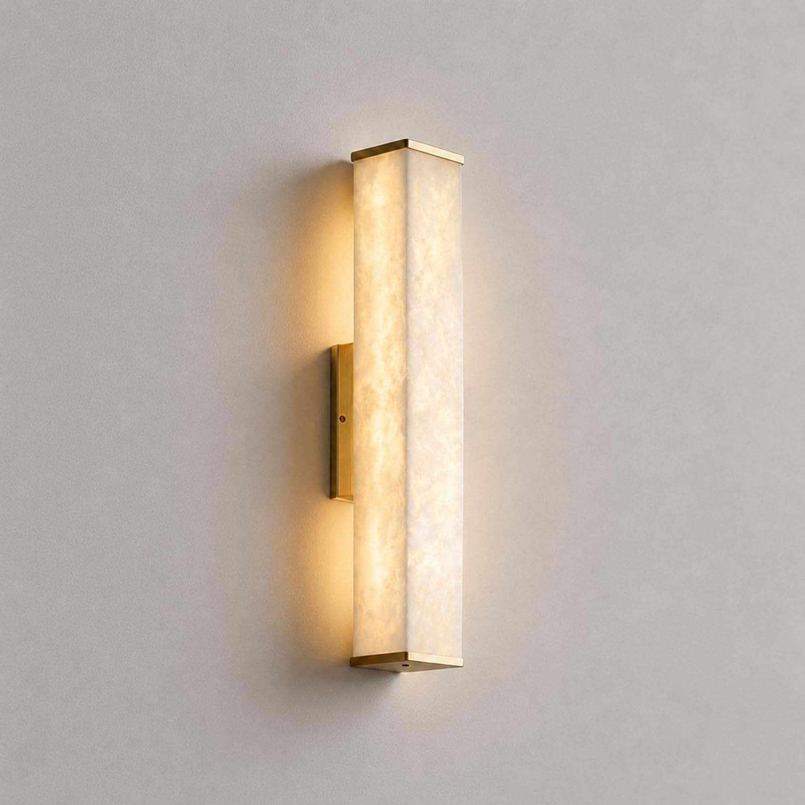 Kikioo Gold Linear Alabaster Wall Sconce, Modern Bathroom Vanity Light for Home