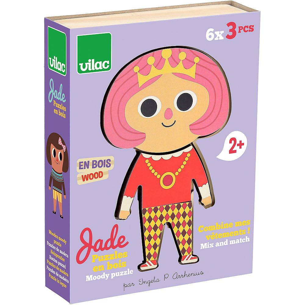 Vilac, Jade Moody Wooden Puzzle, Wooden Puzzle, Wooden Jigsaw, Montessori Kids Games, Educational Childrens Toys