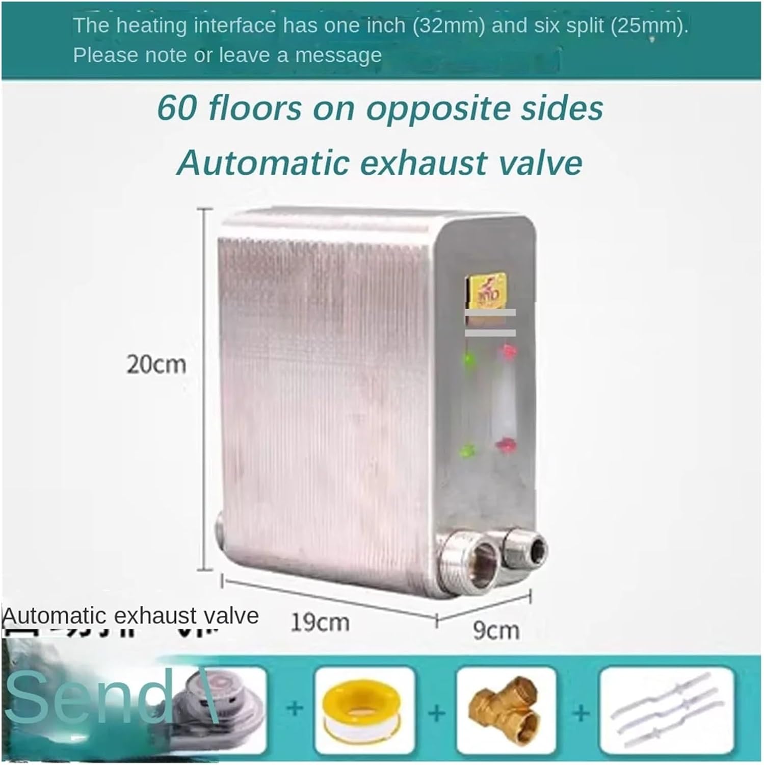 60 Plates Brazed Plate Heat Exchanger Stainless Steel Water Beer Wort Chiller for Home Brewing Beer(4)