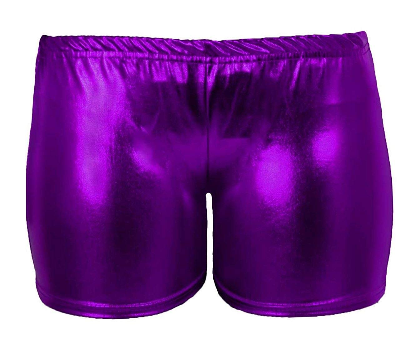 GirlzWalk Low Rise Cheeky Metallic New Red and Blue Cosplay Booty Shorts (SM/UK 8-10, Hot Pants Purple)