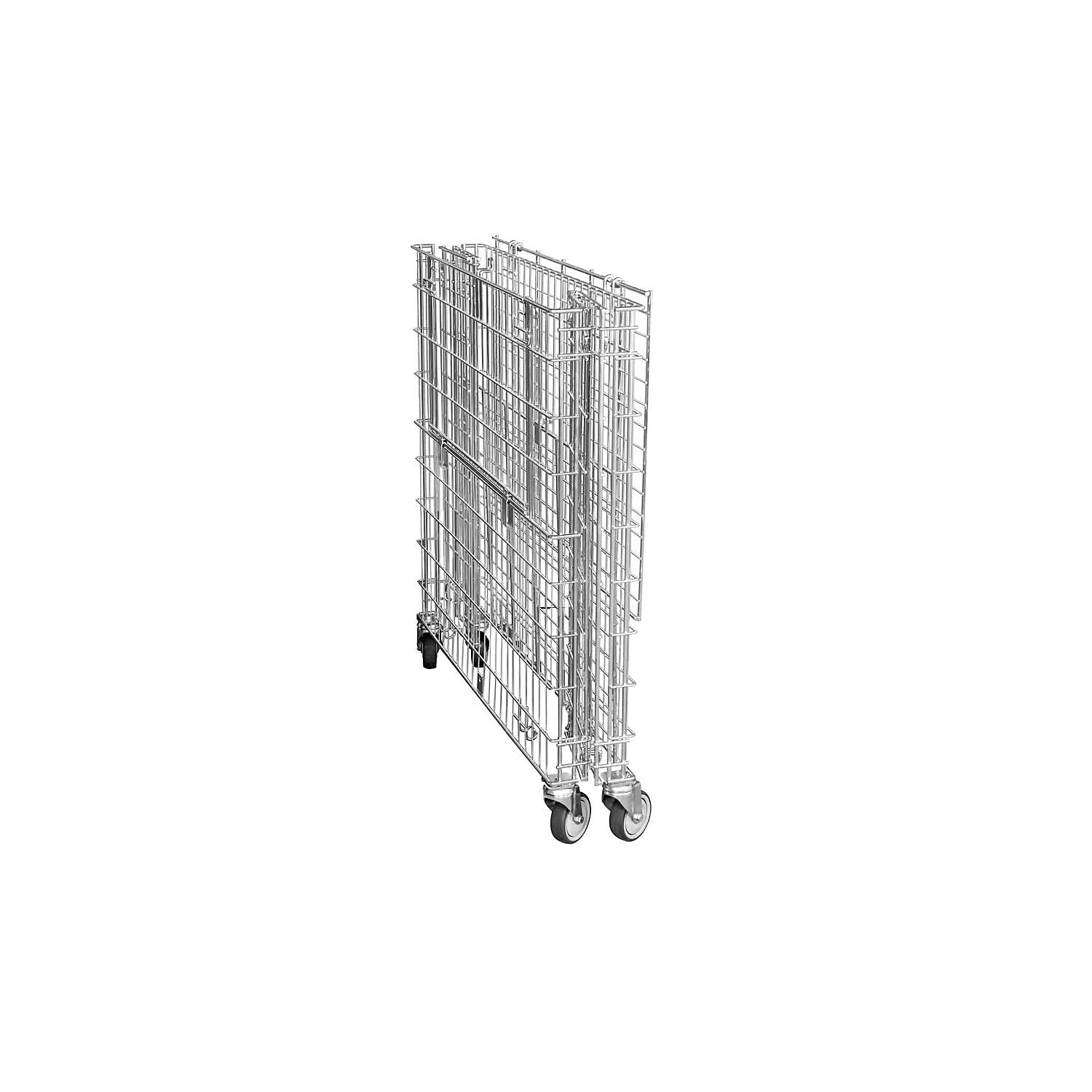 Gitterwagen abschließbar | 150KG Tragkraft | 2 Ladeklappen 4 Lenkrollen | Vielseitig einsetzbar als Ballwagen, Gitterbox für Sportgeräte und Bälle | robuster Lagerwagen 585x950x870mm