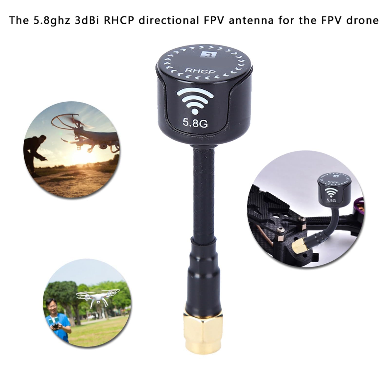 Antenna RHCP 5,8 GHz 3dBi, Alta Sensibilità e Riduzione Interferenze, Antenna FPV Drone 5,8 G, per Piloti Racing RC, Appassionati Drone FPV, Kit Modifica Drone