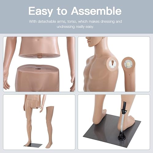 Miniatura 4 de Maniquí masculinofemenino vestido de cuerpo completo, modelo de costurera, soporte posable, maniquí de ropa ajustable, forma de torso de 69