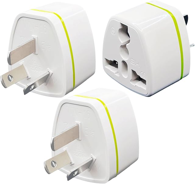 3 Pack Australie New Zealand Travel Adapter - Type I Plug, Universal 3 En cours 3 Adaptateur d'alimentation pour les touristes internationaux de l'Europe/Inde/UK/US/CA à l'UA-White