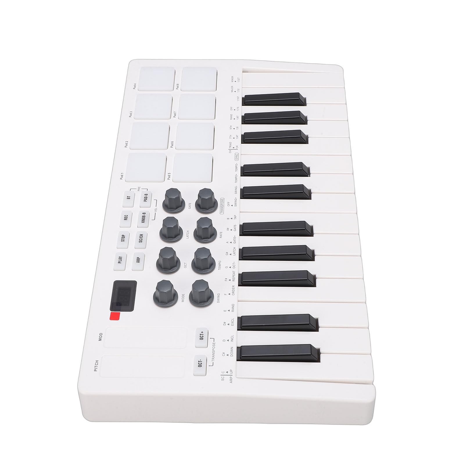 RiToEasysports Midi-Tastatur, 25 Tasten, 8 Hintergrundbeleuchtete Drum-Pads, 8 Knöpfe, Controller, Tastatur für die Musikproduktion