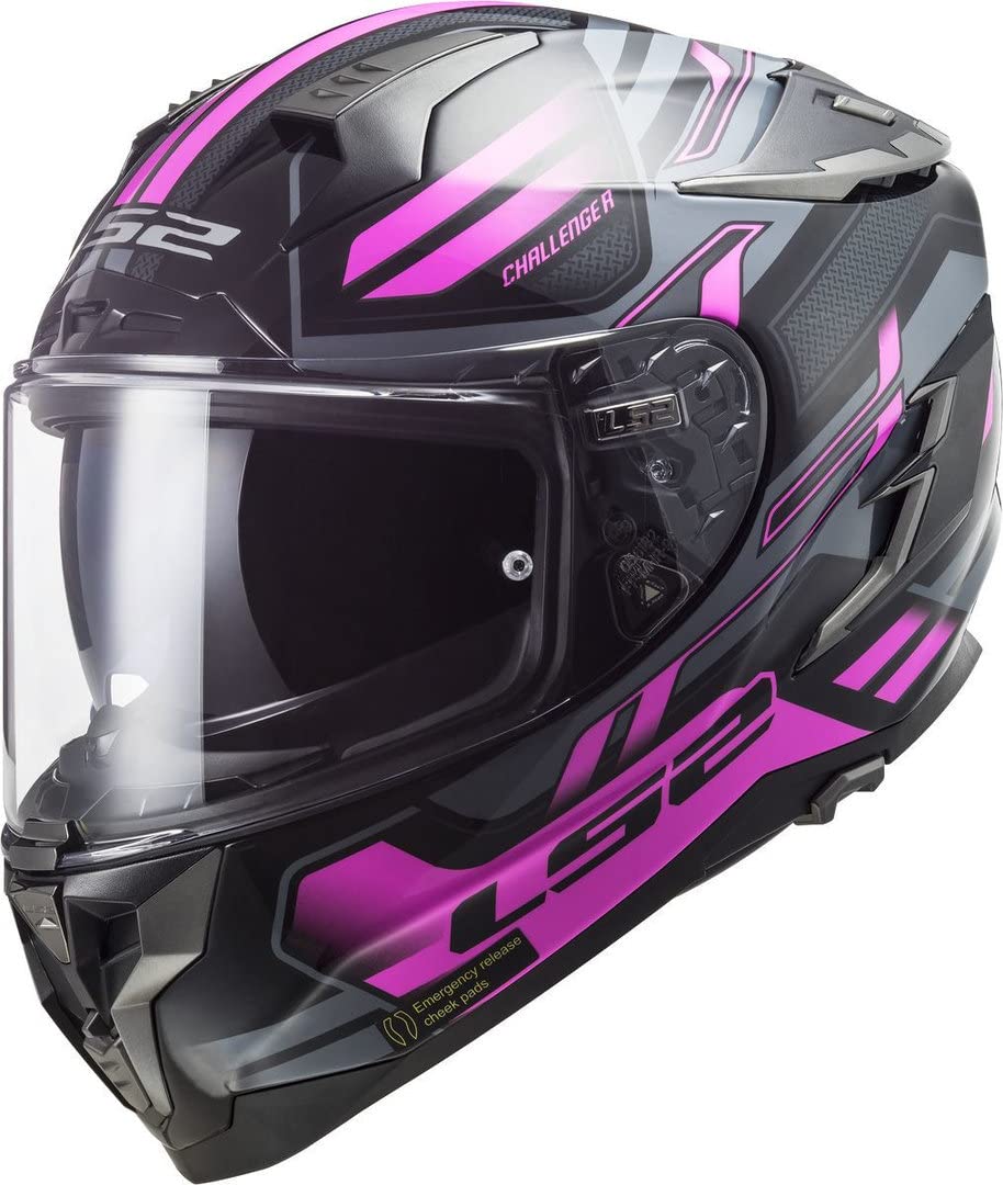 LS2, Challenger Spin Titanium Neon Full Face Motorcycle Helmet