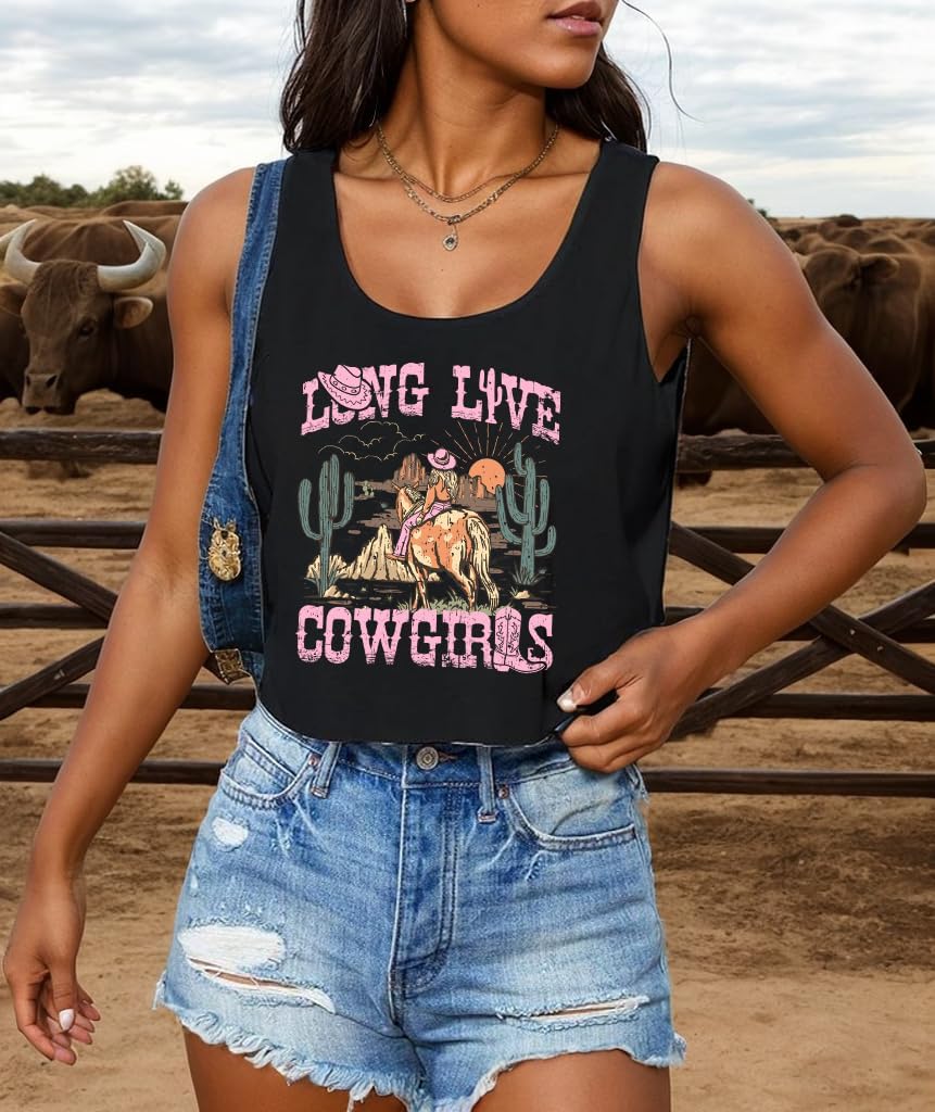 Womens Country Concert Cowgirl Tank Tops Sexy Western Graphic Crop Outfits for Teens - Image 4