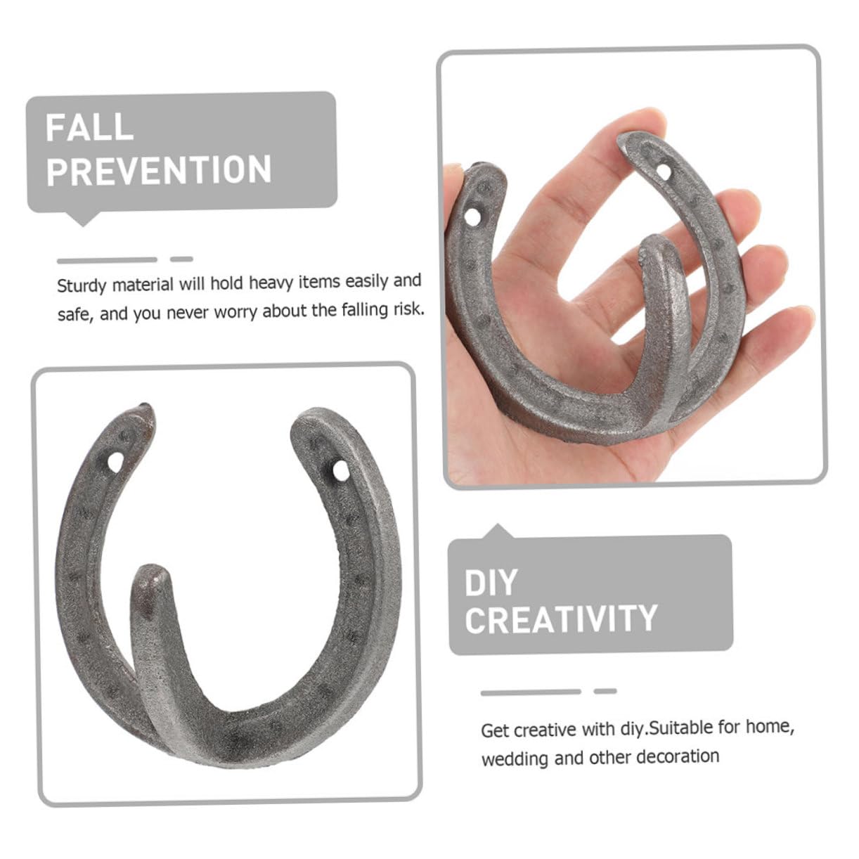 ifundom 5 Stück-pack Wandhaken in Hufeisenform aus Eisen im Retro Stil Praktische Aufhänger mit Glatter Oberfläche für Jacken und Schlüssel